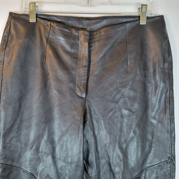 Wilsons Leather Womens Pelle Studio Cropped Pants Size 12 Black Rock Moto Grunge - Picture 2 of 8